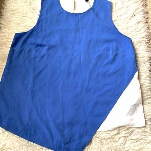 Banana Republic Factory Riviera Blue & White Colorblock Sleeveless Shell